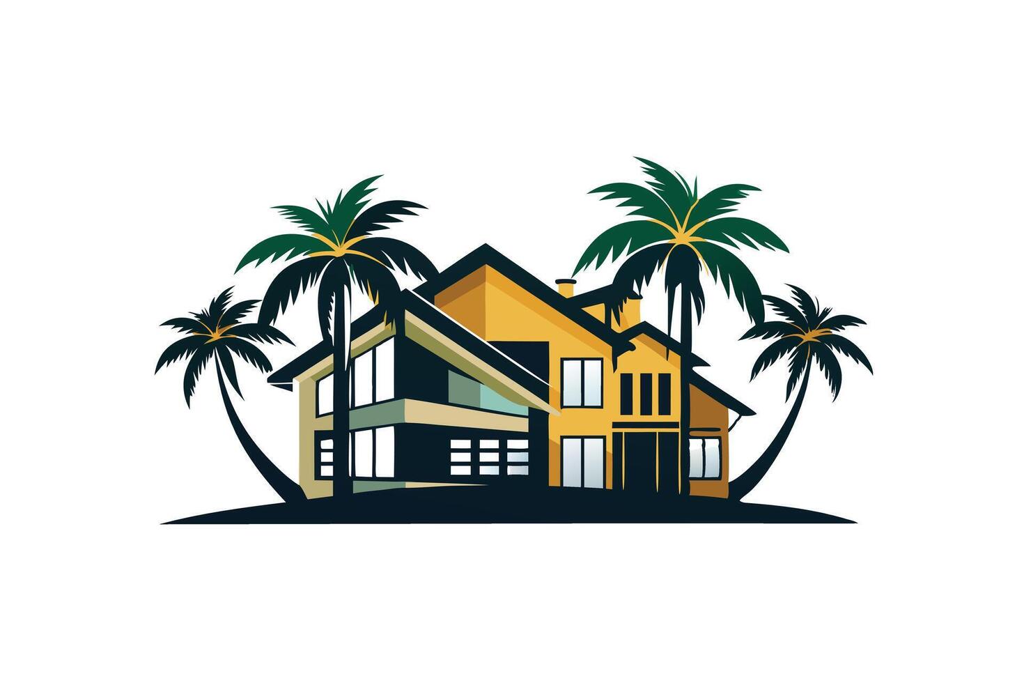 Luxurious Beachfront Home Design Illustration vector