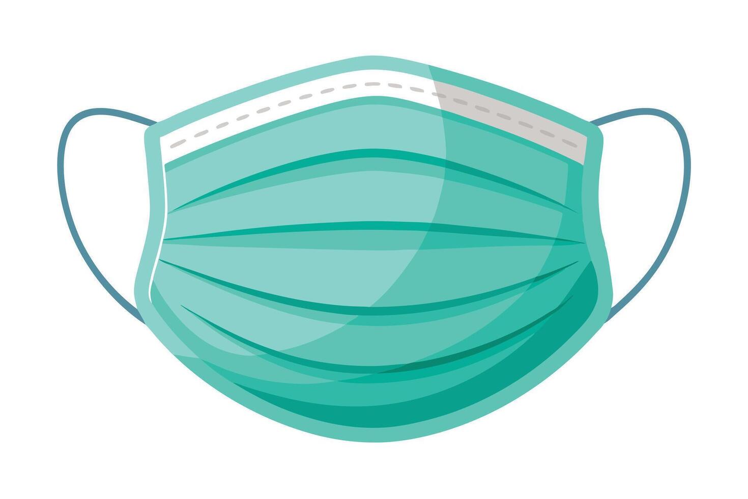 A teal-colored protective face mask, perfect for health and safety visuals. vector