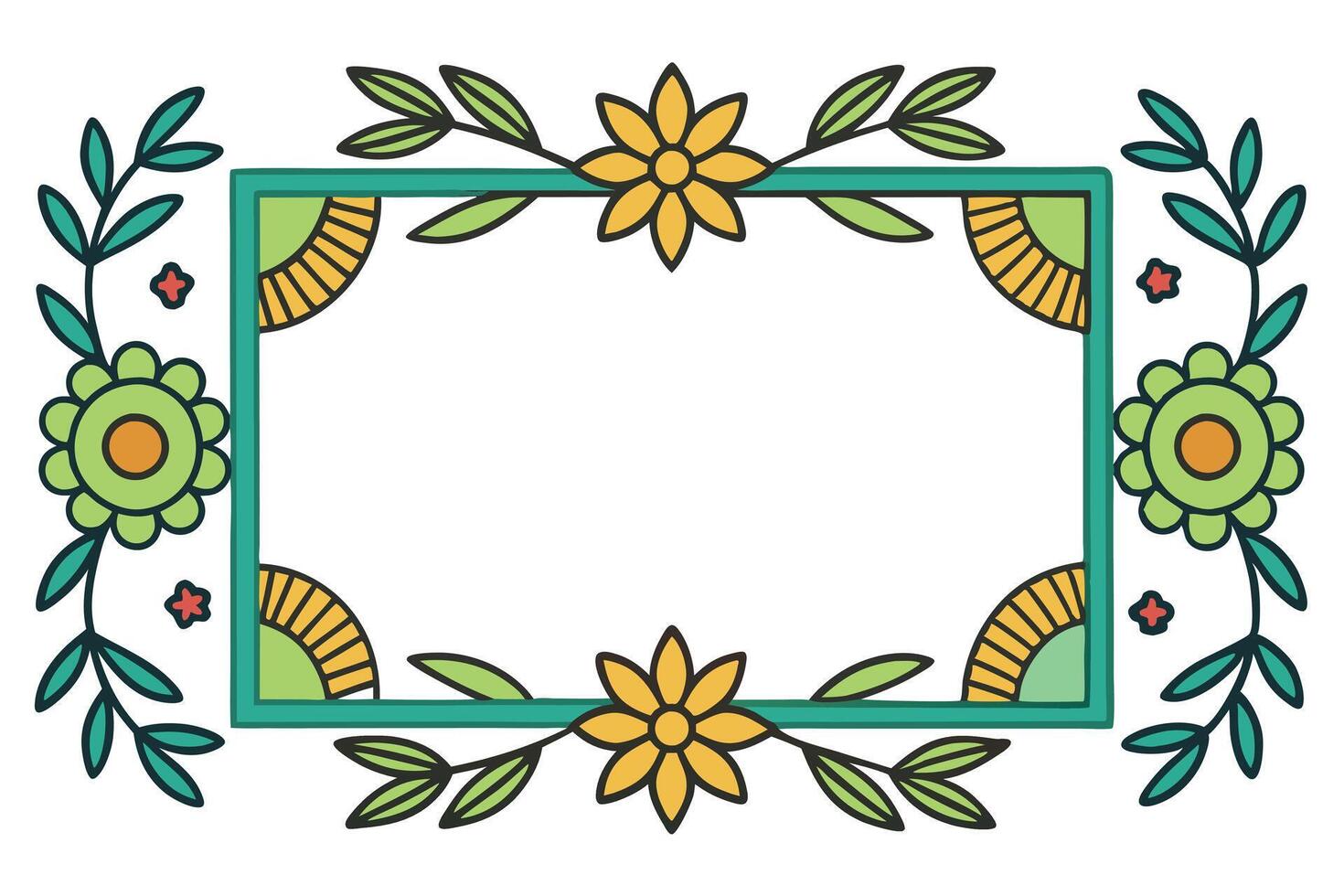 Colorful floral frame design perfect for printables or digital art projects. vector