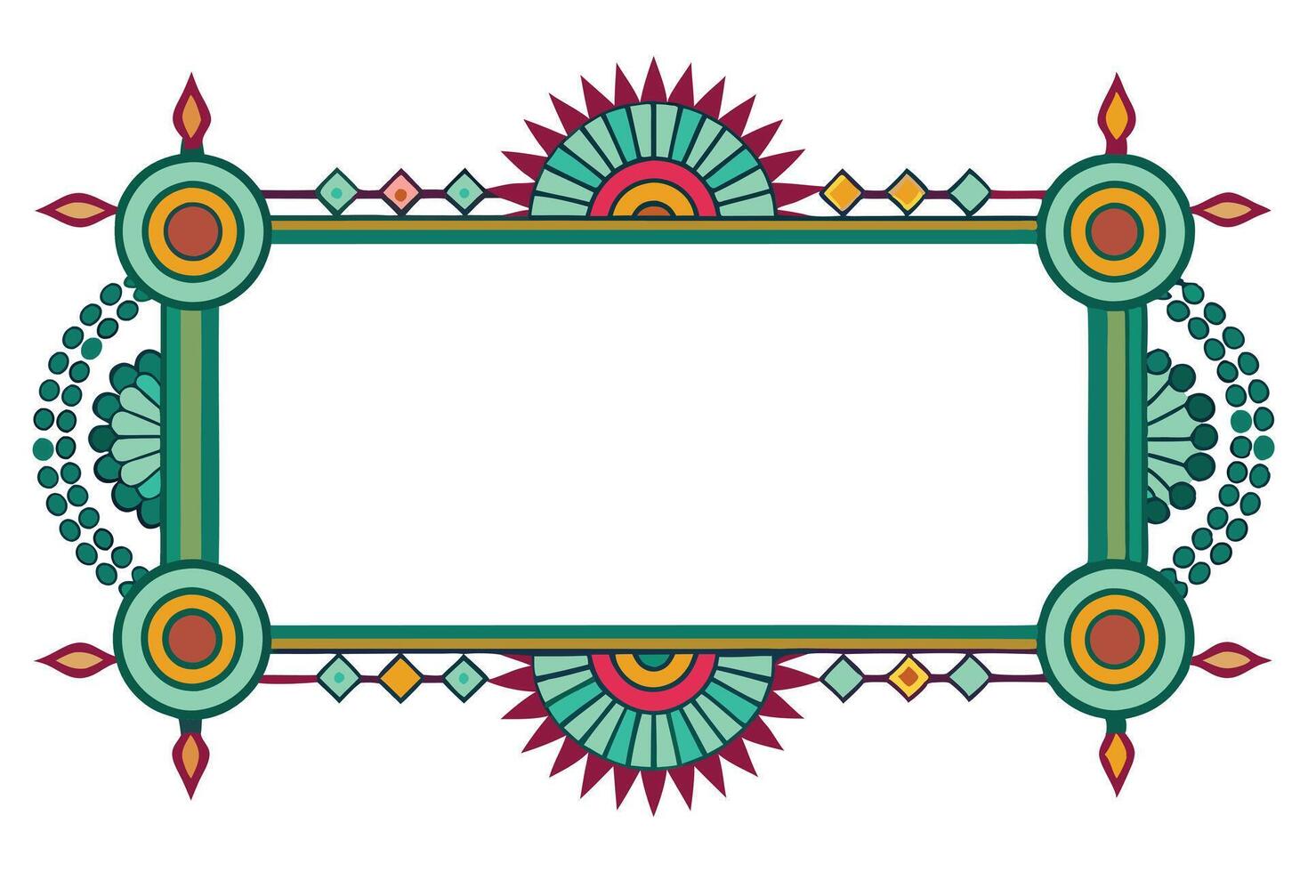 A colorful floral frame design perfect for printables or digital art projects. vector