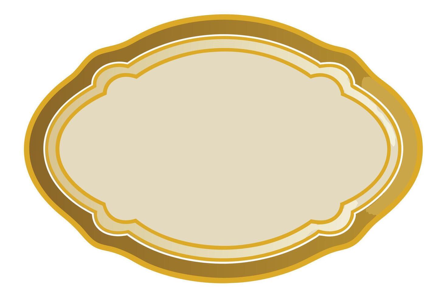 Elegant Cream-Colored Oval Label with Gold Border vector