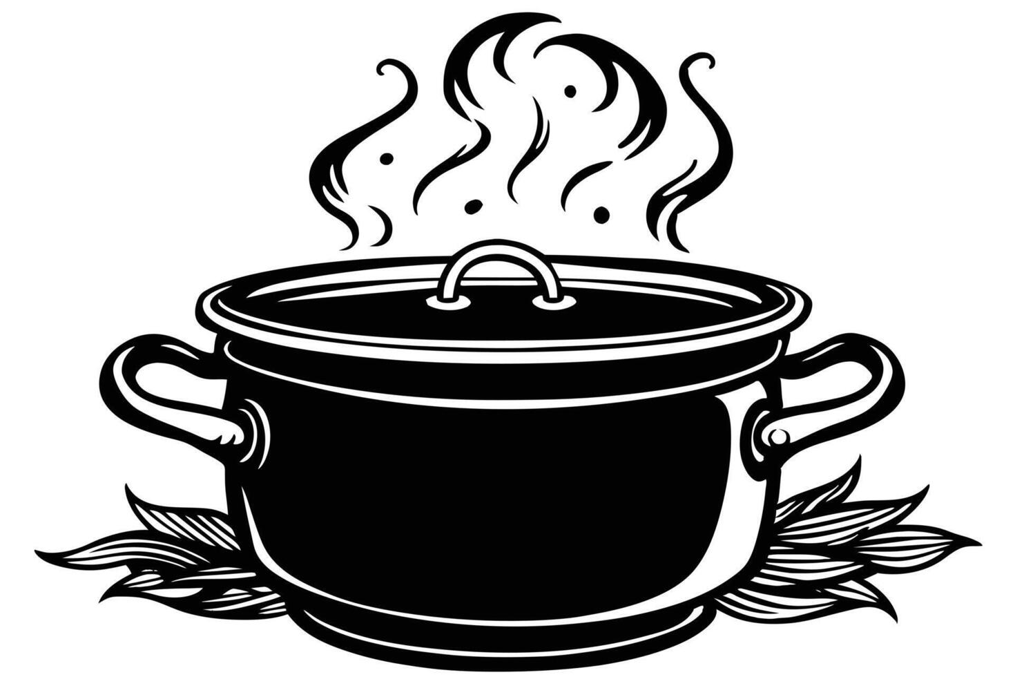 Stylized Illustration of a Steaming Pot vector