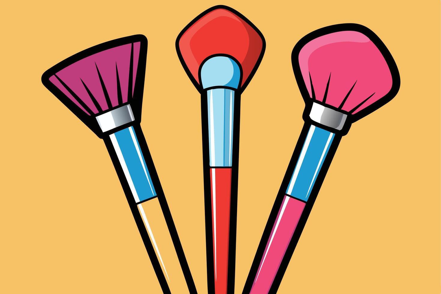 A colorful Makeup Brushes Set Against a Soft Background vector