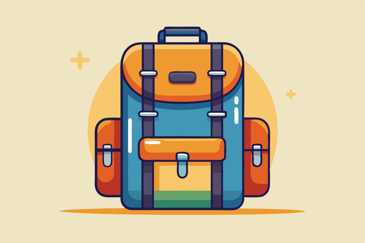 A colorful cartoon backpack illustration perfect for travel-themed designs. vector