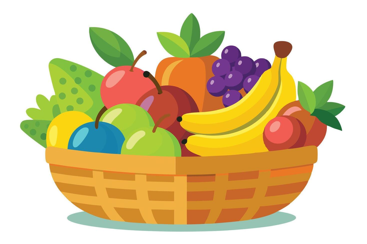 Colorful Fruits in a Woven Basket vector
