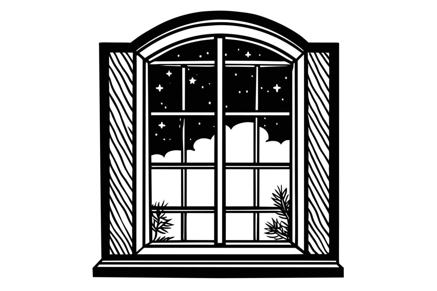 Elegant Black and White Window Design vector