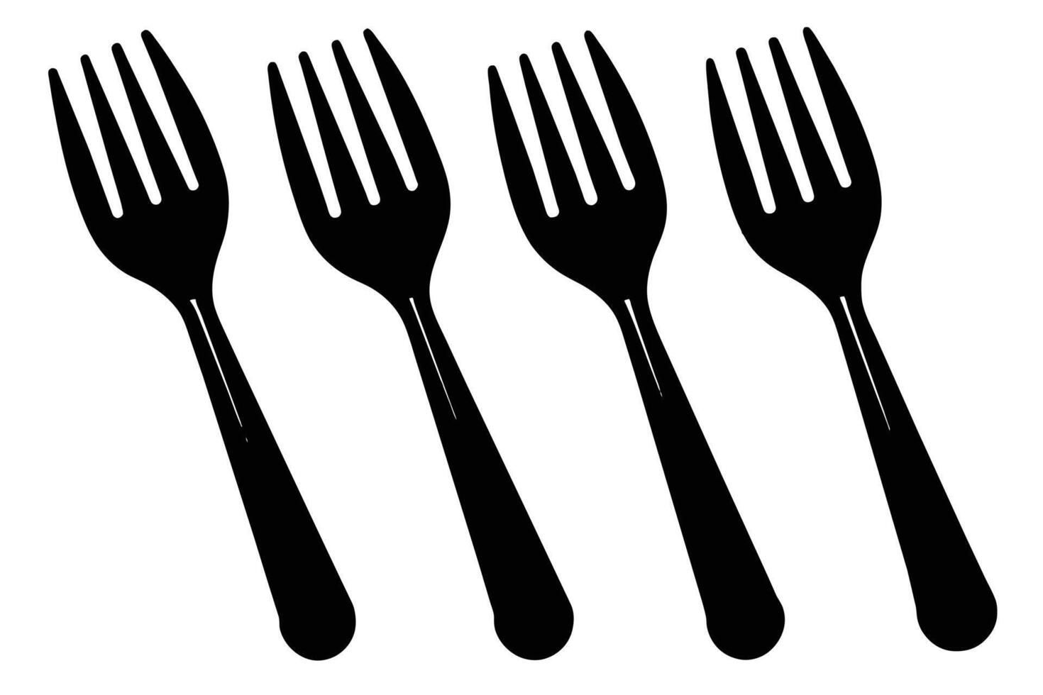 Simple Black and White Illustration of Plastic Forks and Spoons vector