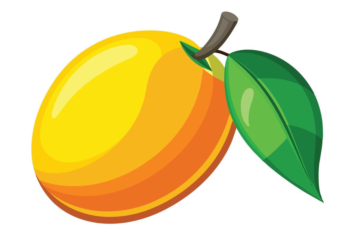 Vibrant cartoon apricot with leaves against a plain background vector