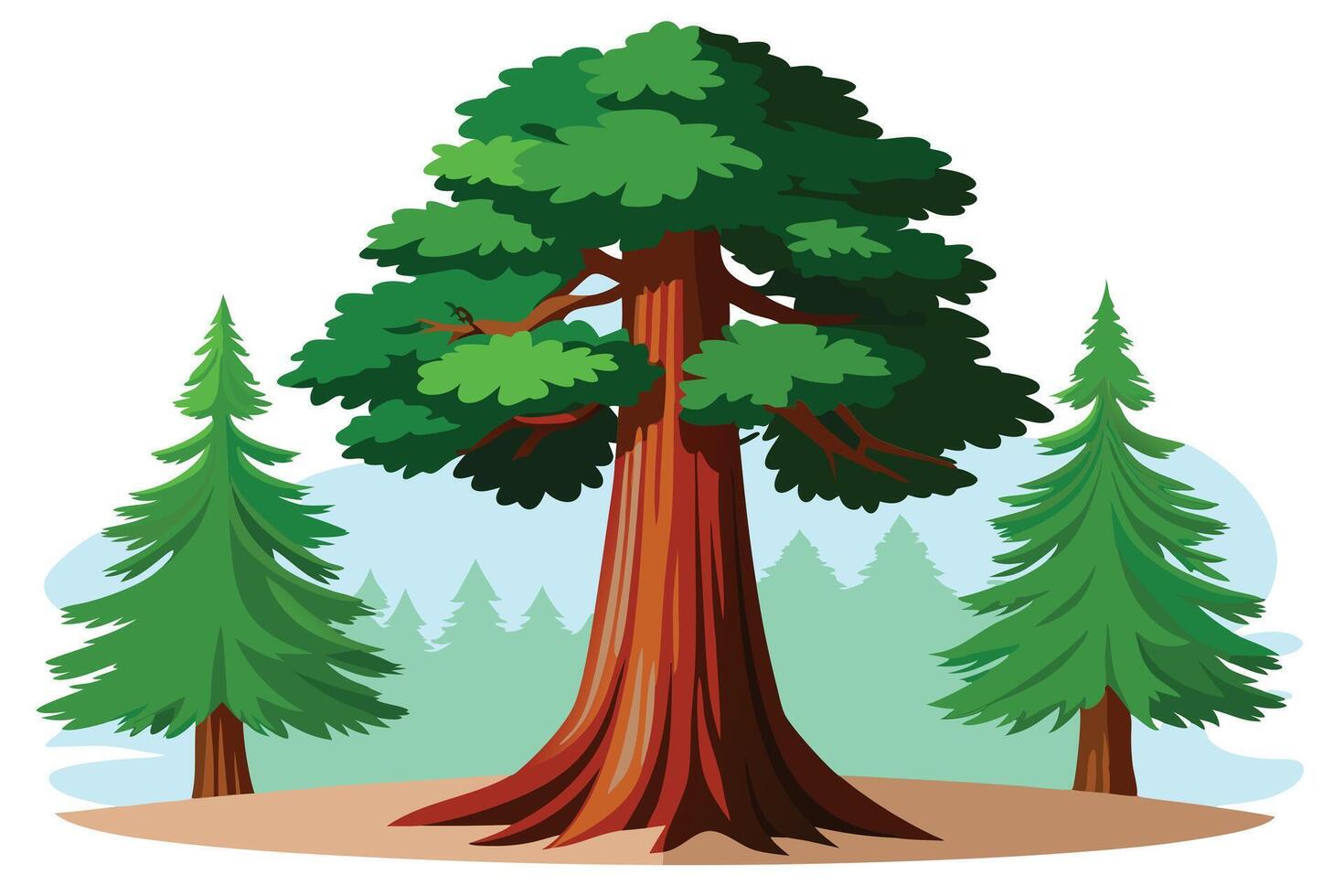 Redwood Tree in a Lush Forest Setting vector