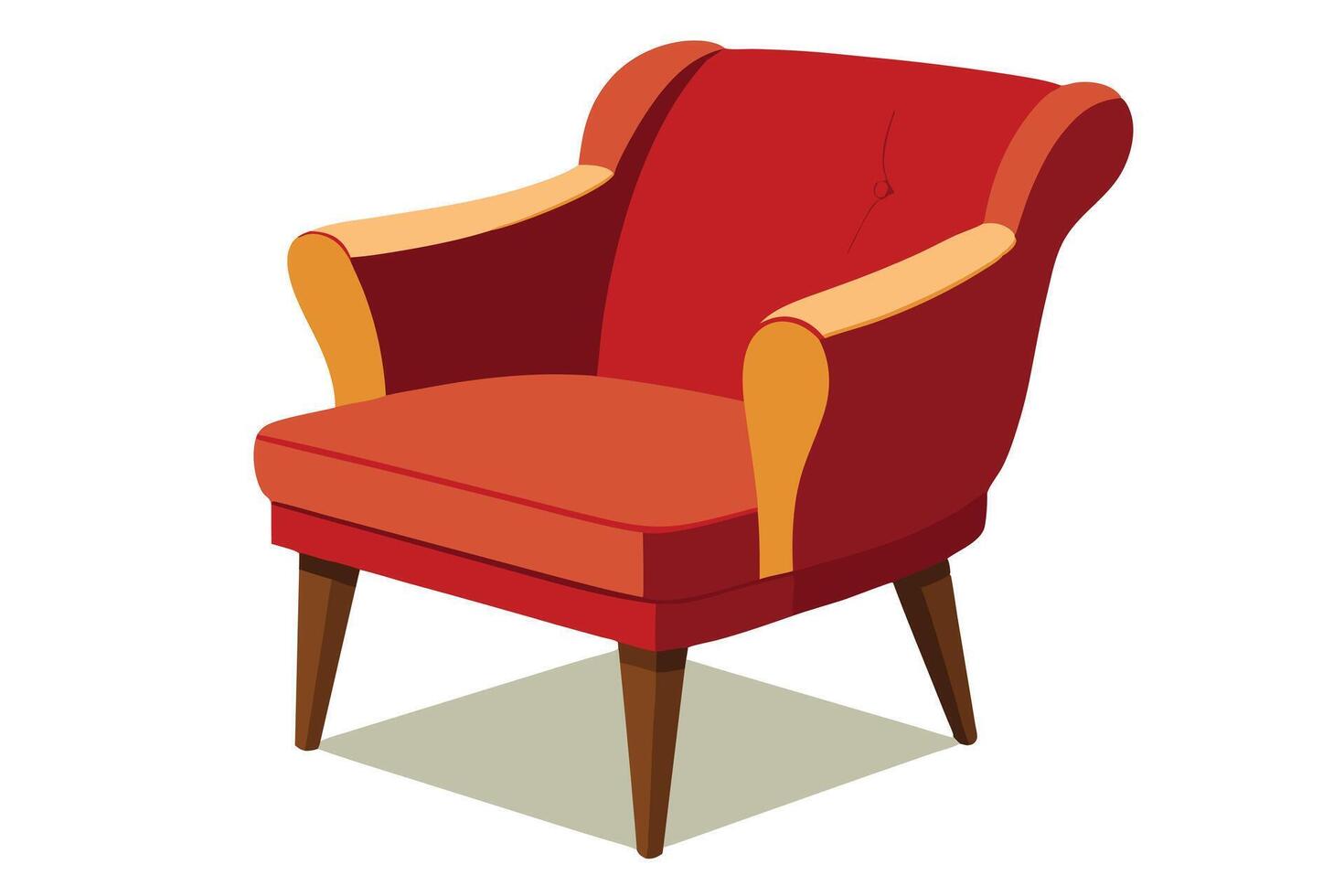 A vibrant red armchair illustration for interior design projects. vector