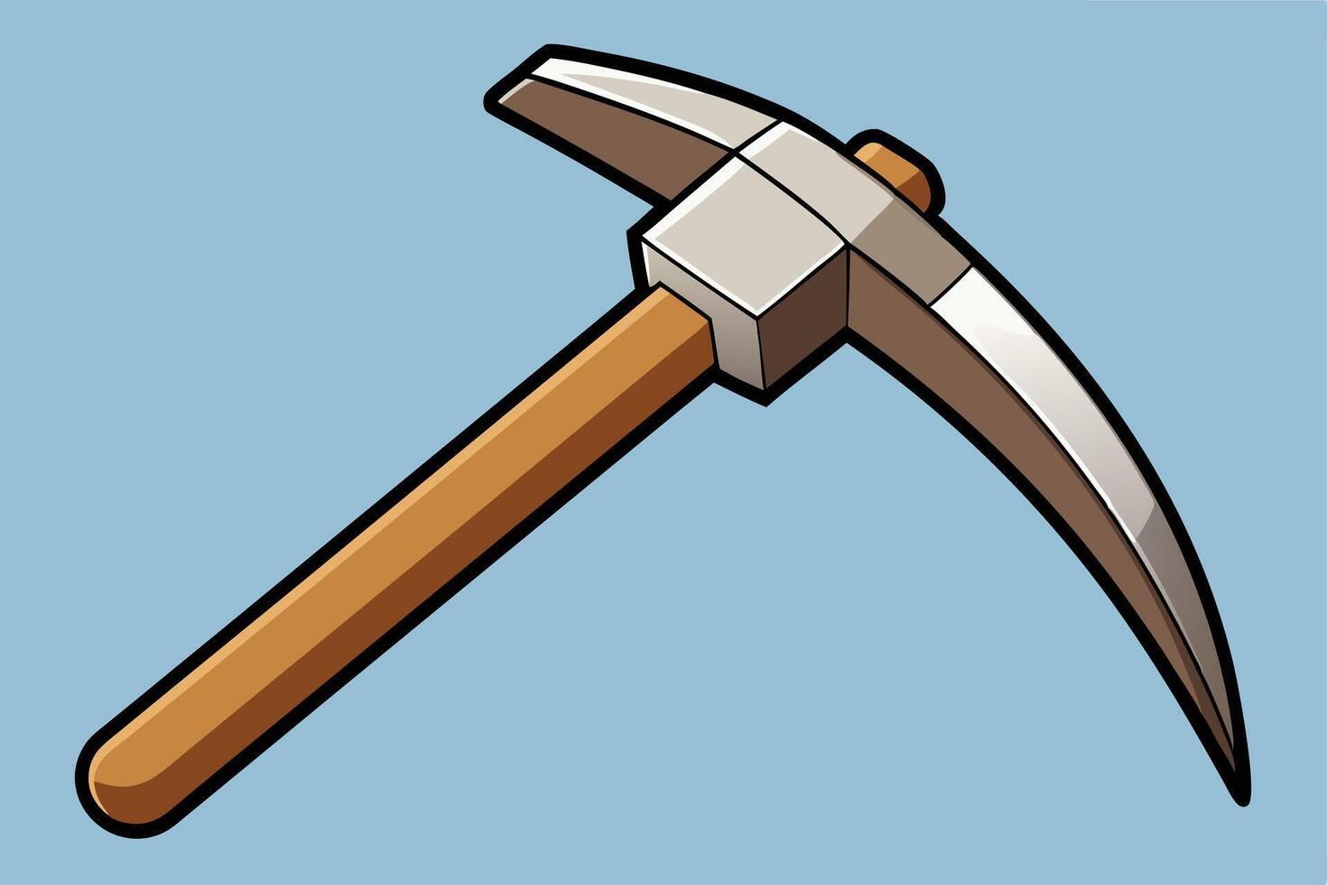 A cartoon Illustration of a Minecraft-Style Pickaxe vector