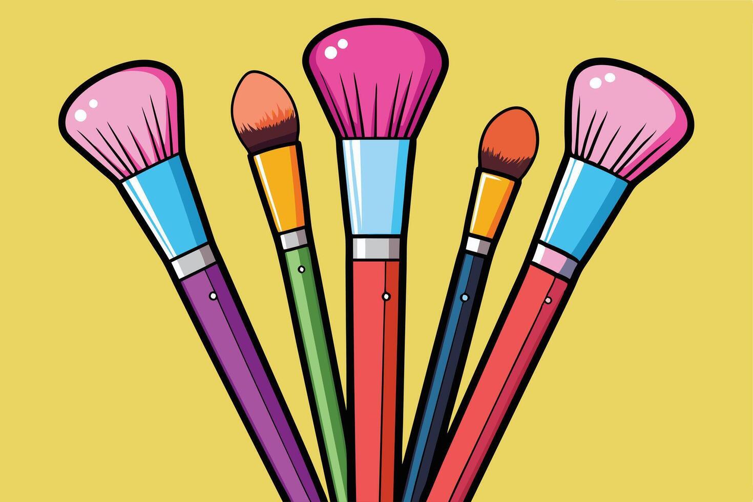 Colorful Makeup Brushes Set Against a Soft Background vector