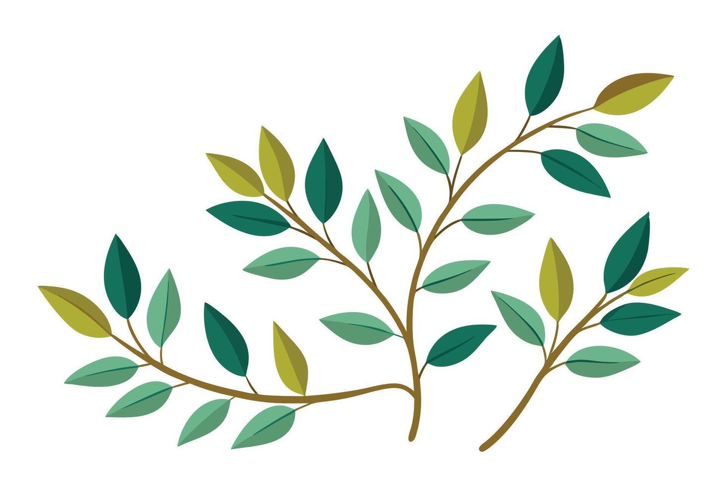 Vibrant Green Branch with Lush Leaves vector