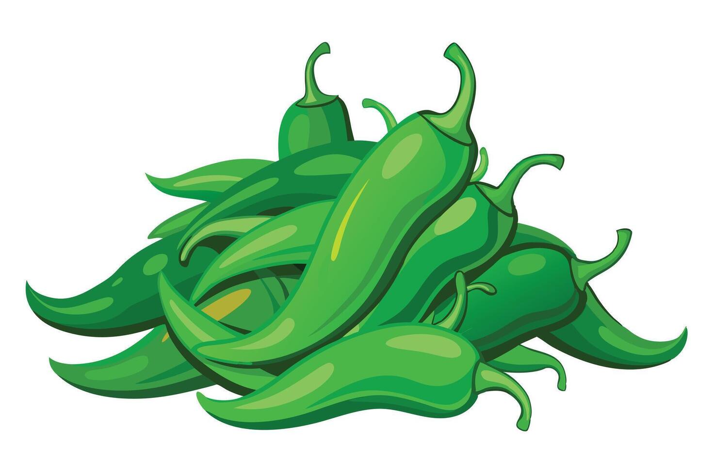 Fresh Green Chili Peppers Pile Stock Photo vector