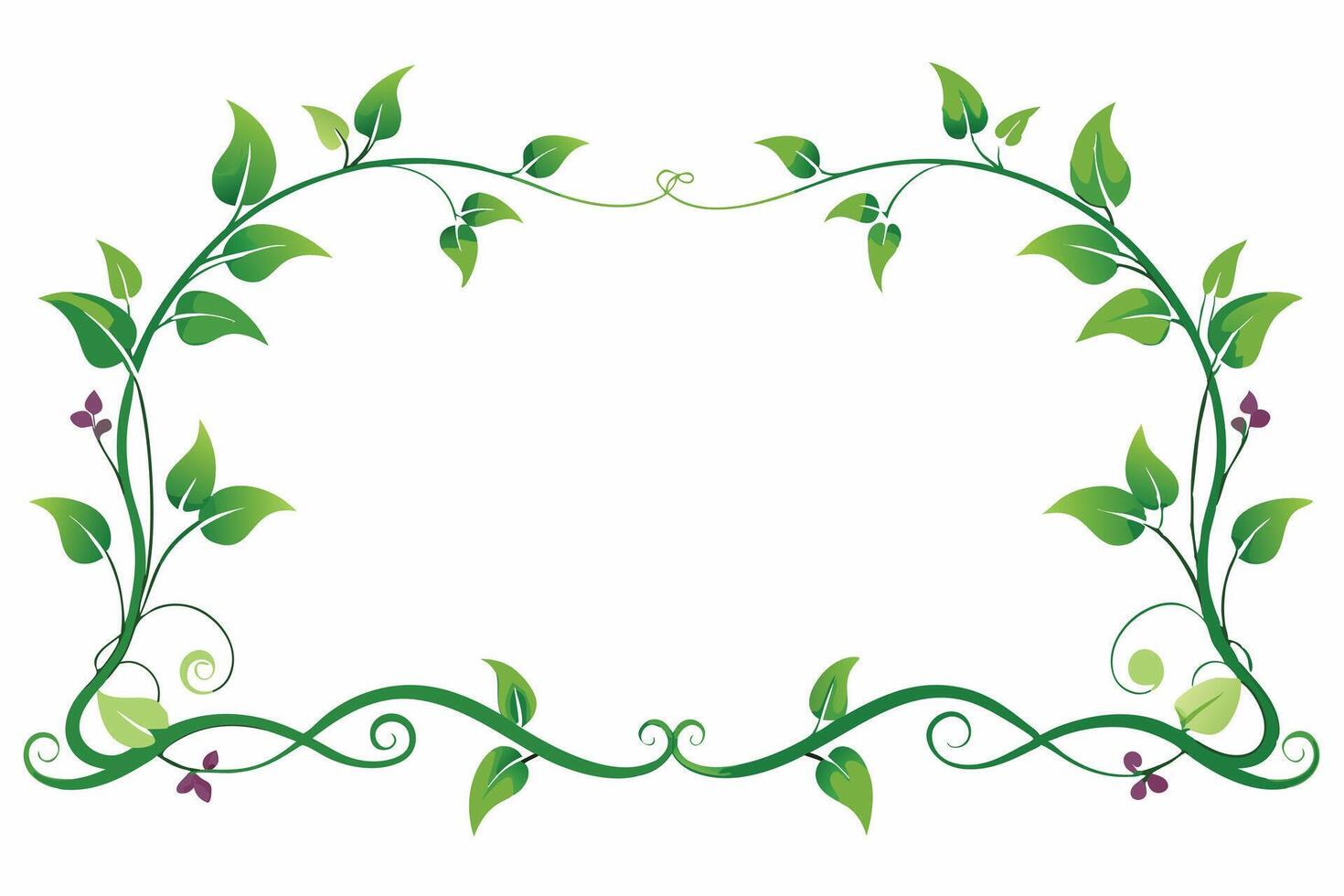 A green vine border on a white background. vector