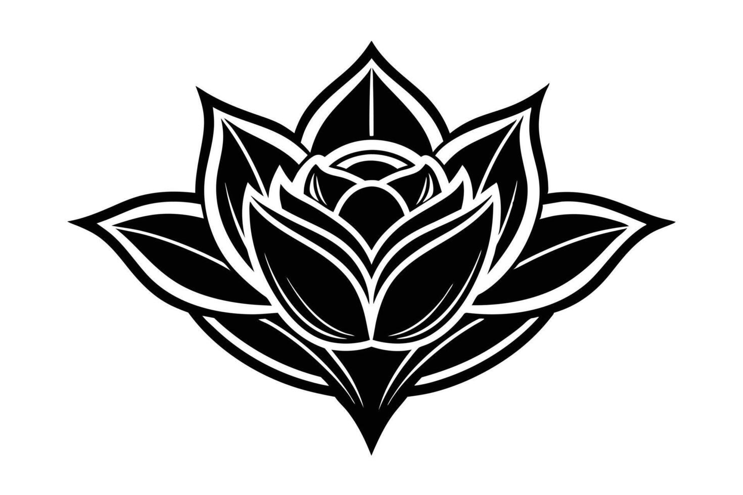 Intricate Black and White Lotus Flower Design vector