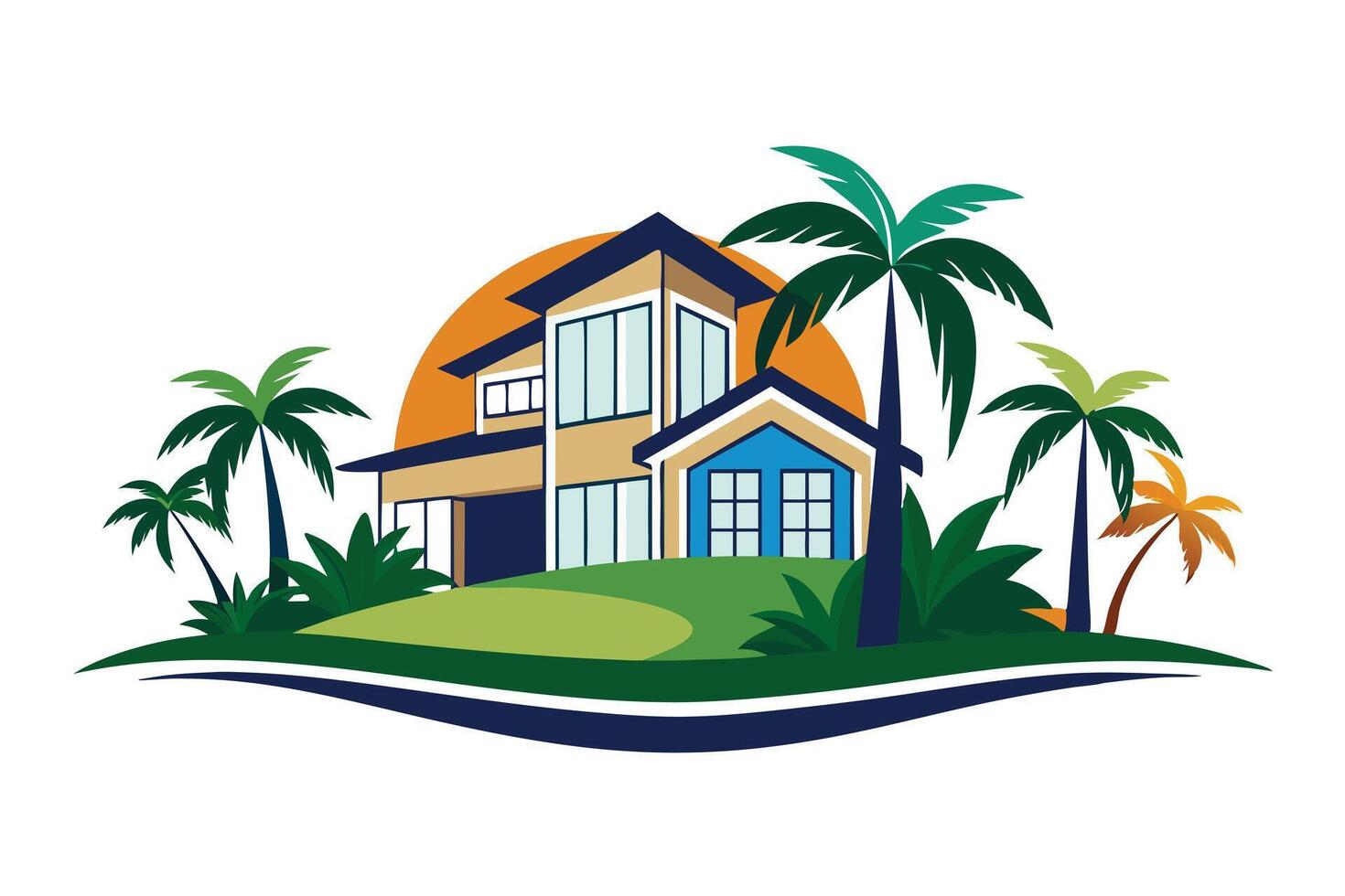 Beachfront Home Design Illustration vector