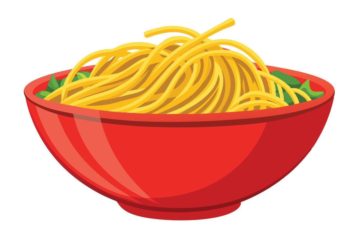 A delicious Noodles in a Red Bowl vector