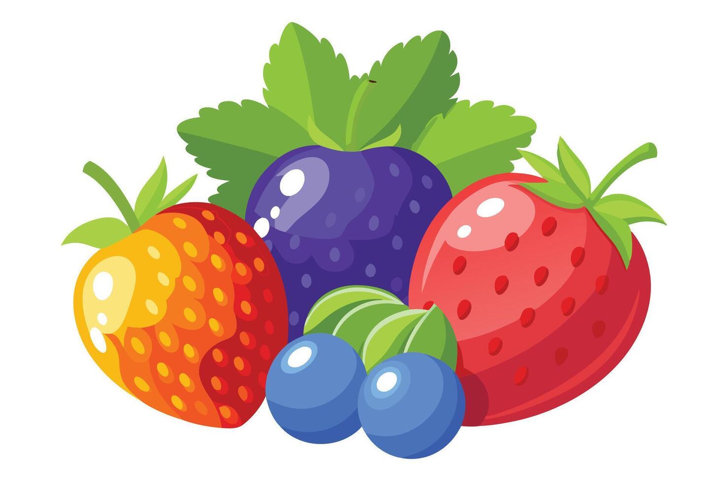 Collection of Fresh Berries and Strawberries vector