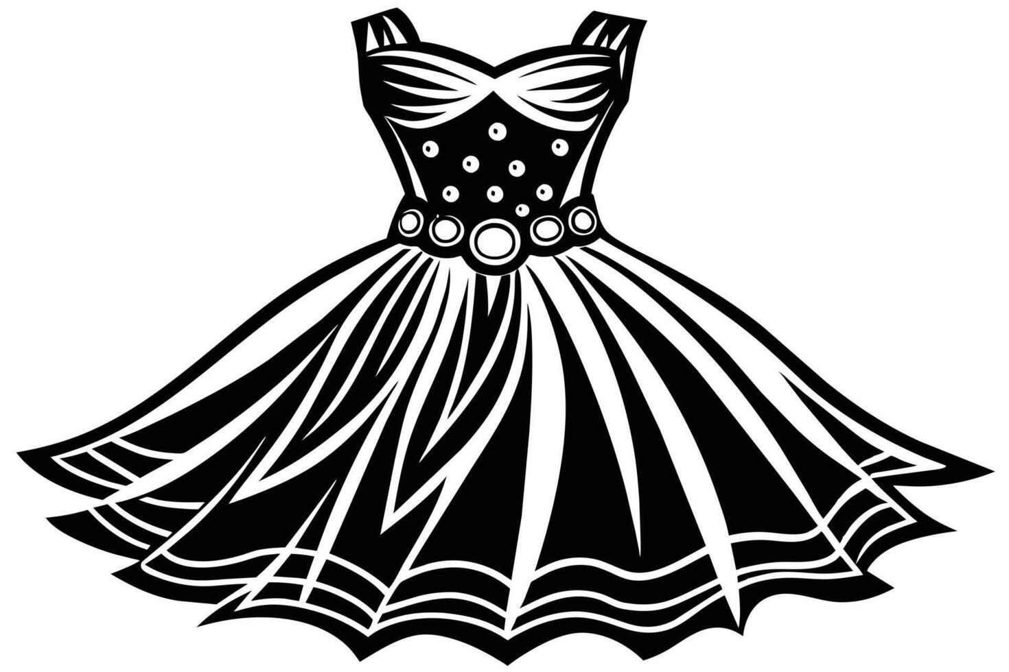 Black and White Silhouette of a Ball Gown vector