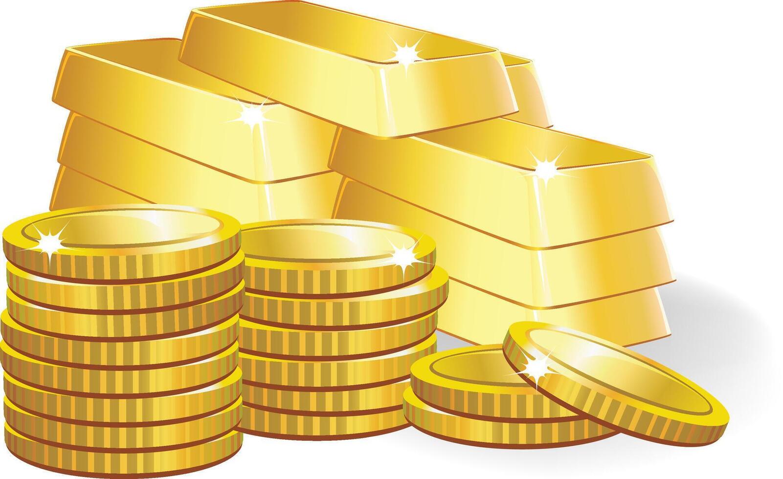 Gold Bars and Coins Investment and Luxury Wealth Symbol vector