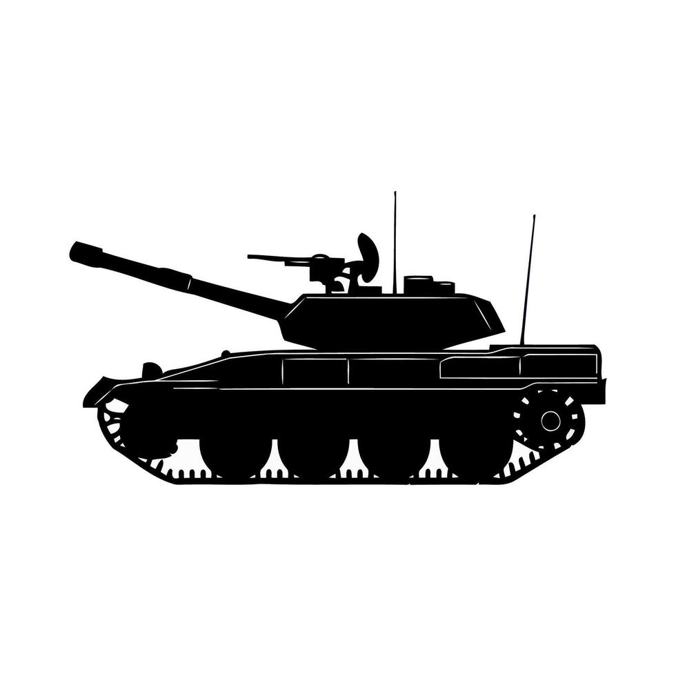 Black Silhouette Of Military Battle Tank vector