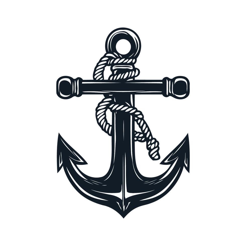Anchor With Rope Nautical Design vector