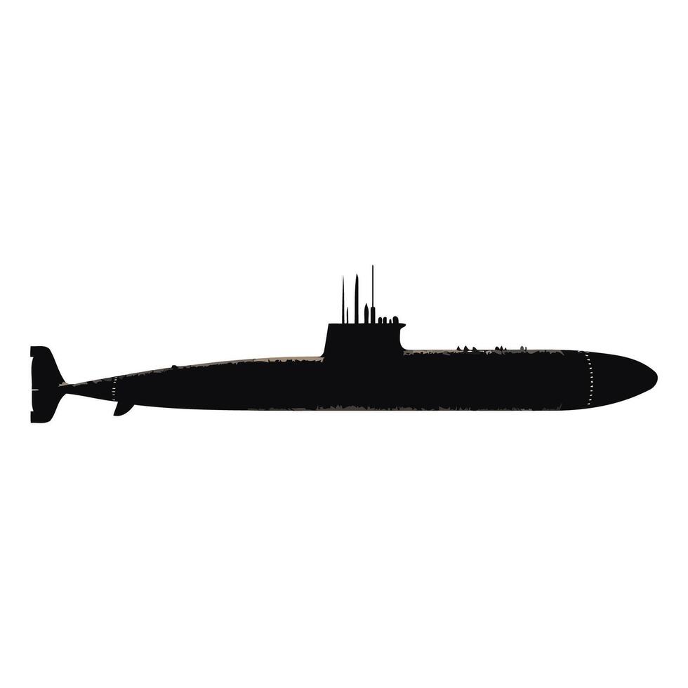 Nuclear Submarine Black Silhouette vector