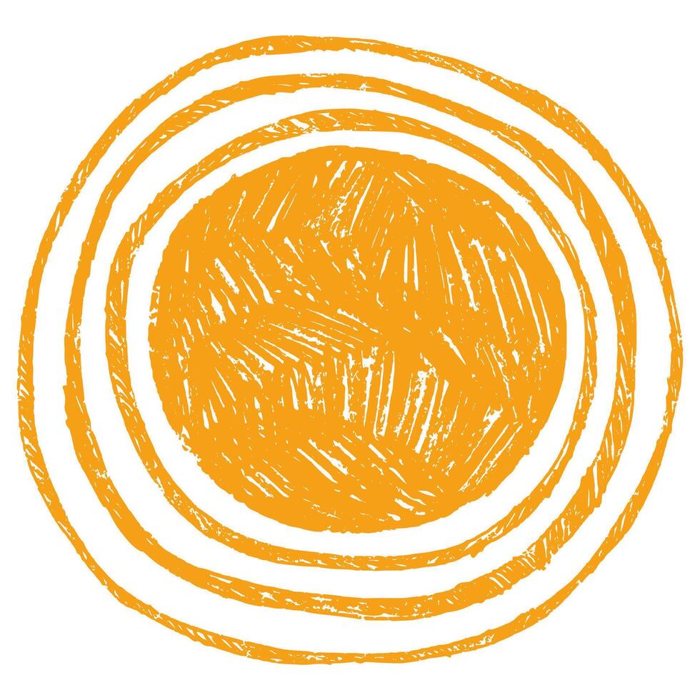 Doodle Abstract Yellow Sun in Hand Drawn Style, Isolated on White Background. Cute nature summer element. Sun, heat icon with rays vector
