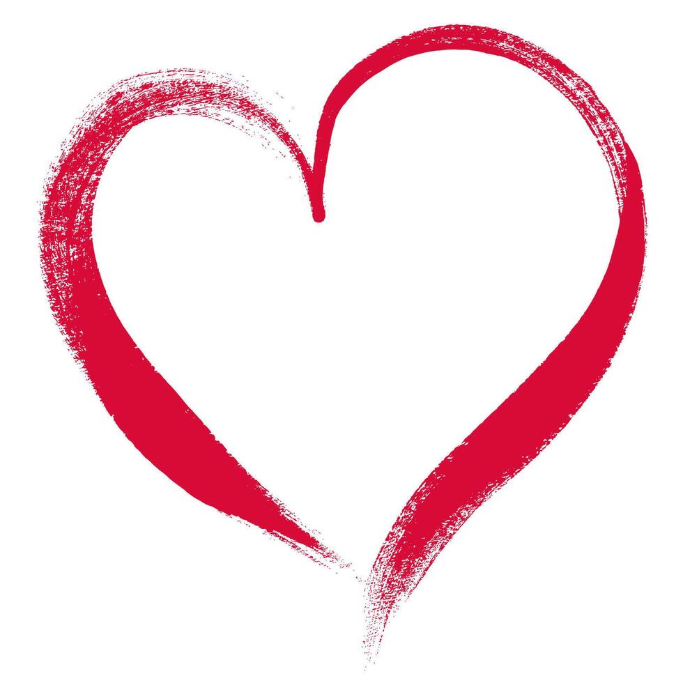 Hand Drawn Grunge Red Heart Icon. Creative love sign with rough edges. Abstract freehand doodle shape of heart. Highlight splash vector
