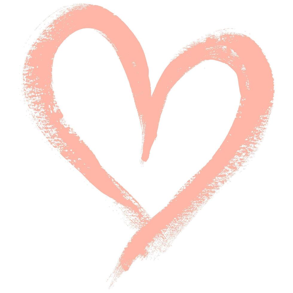 Grunge Heart Symbol with Pink Colors. Love sign with rough edges. Abstract freehand doodle shape of heart. Highlight splash vector