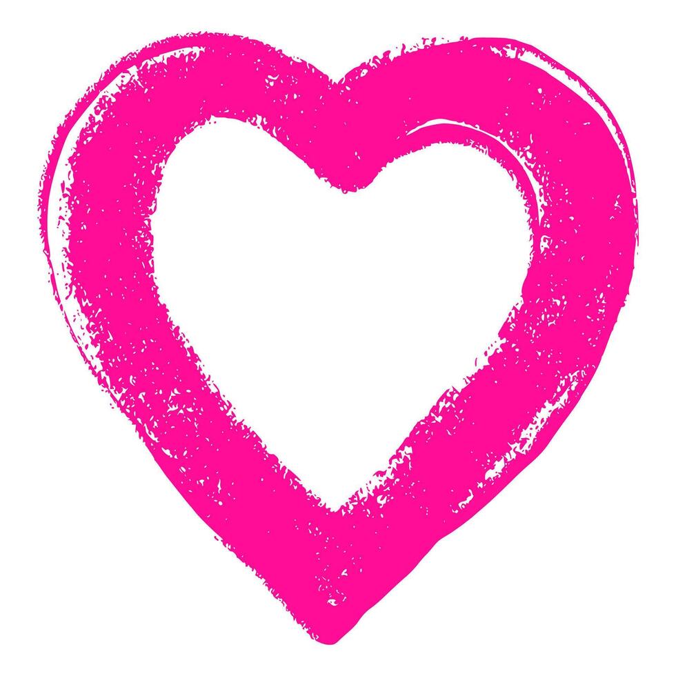 Hand Drawn Grunge Pink Heart Symbol. Creative love sign with rough edges. Abstract freehand doodle shape of heart. Highlight splash vector