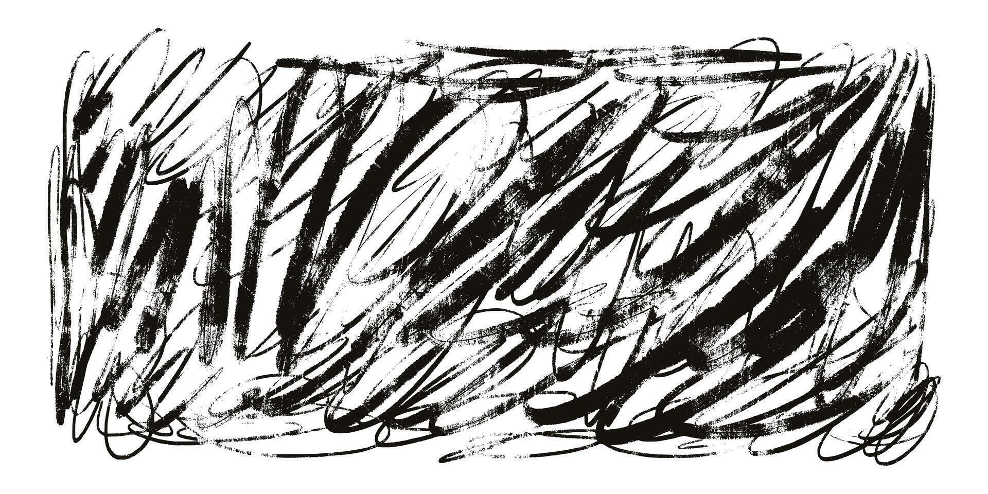 Abstract Hand Drawn Grunge Scribble Ink Background with Lines. Creative brush lines with rough edges. Abstract freehand line borders. Highlight splashes vector