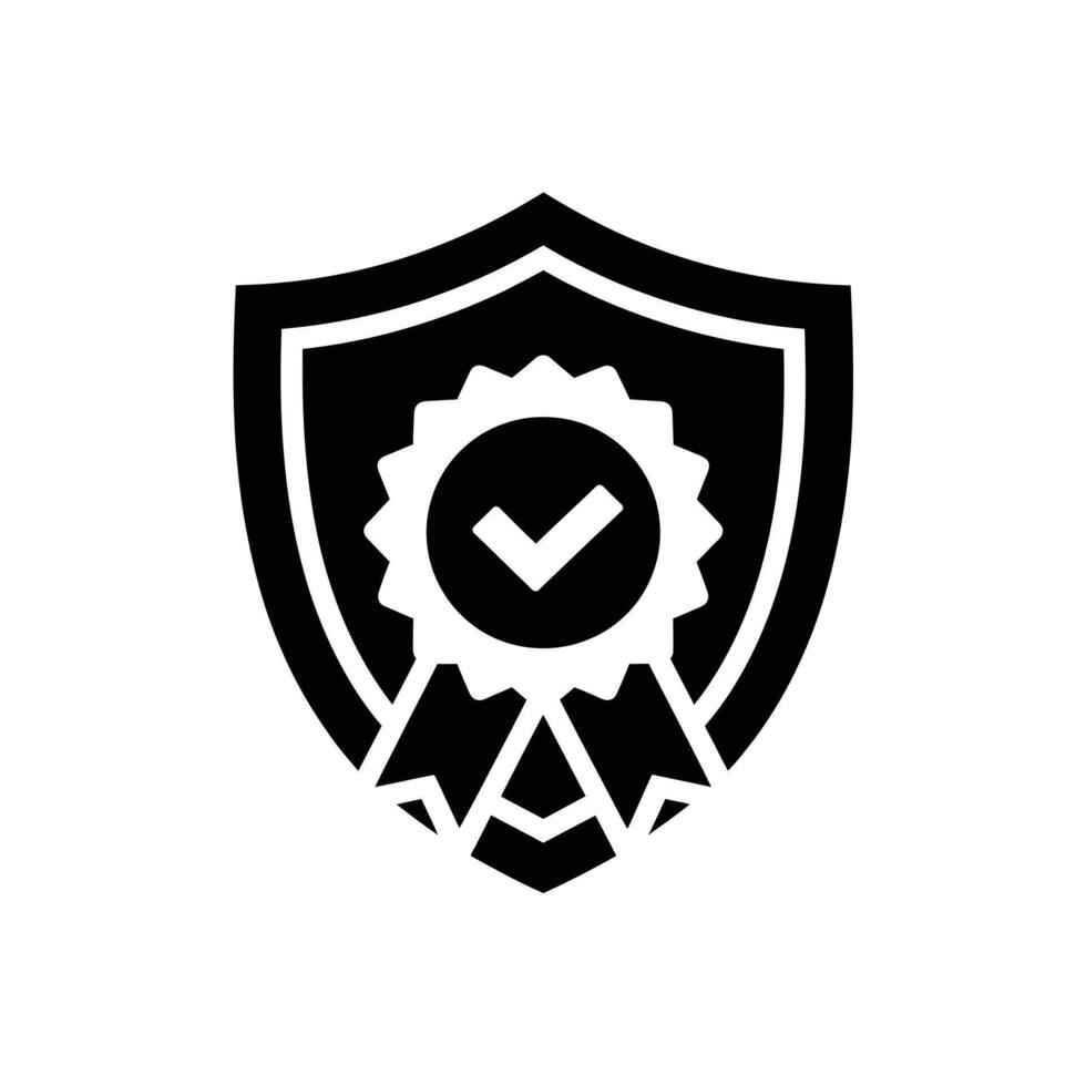Shield with Badge and Checkmark Icon Security, Quality, and Protection Certification Symbol for Guarantee and Trust vector