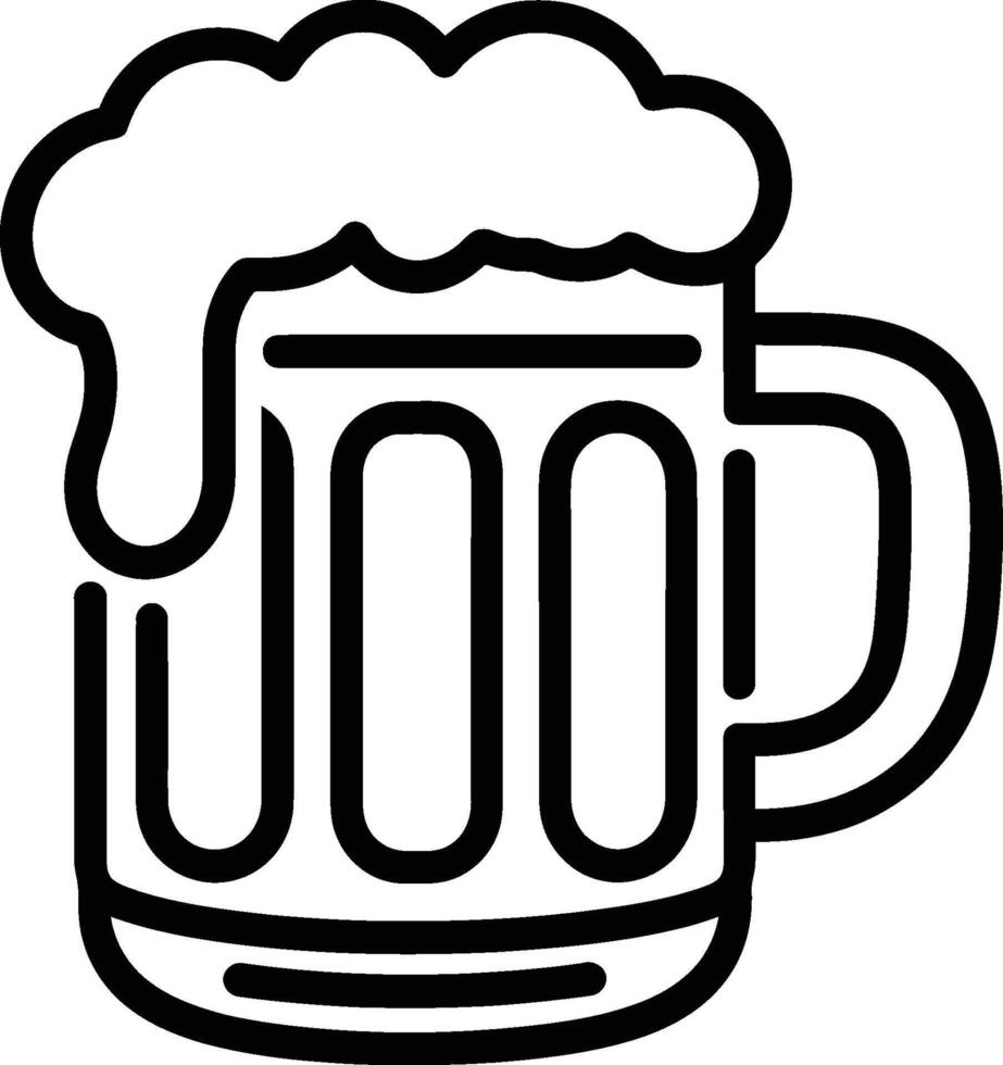 Beer Mug Icon with Foam Line Art Symbol for Alcohol, Brewery, Bar, Oktoberfest, and Cheers vector