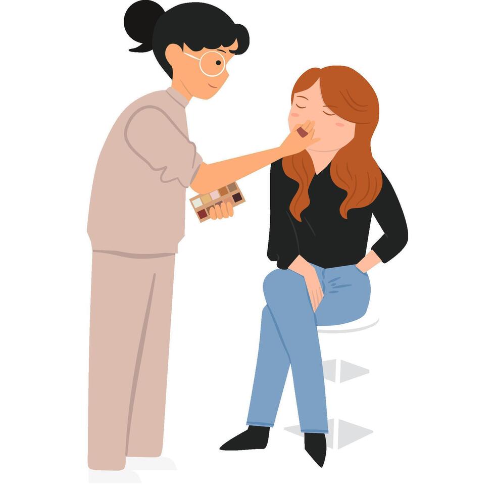 Make up artist working with clients vector