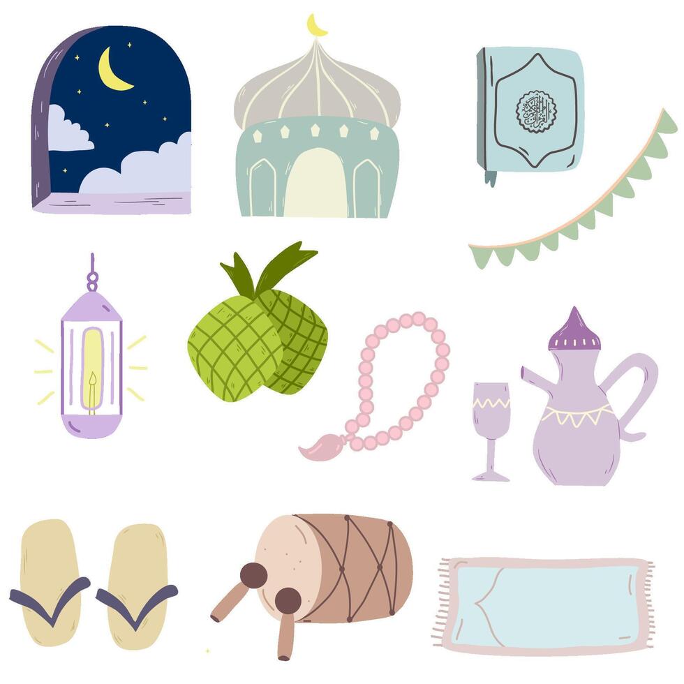 Hand Drawn Ramadan doodles vector