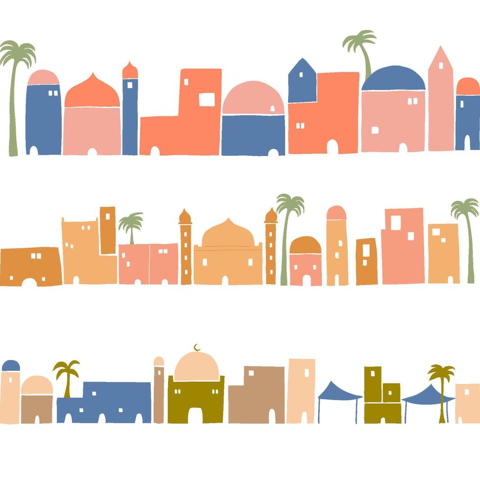 Hand drawn ancient stone city vector