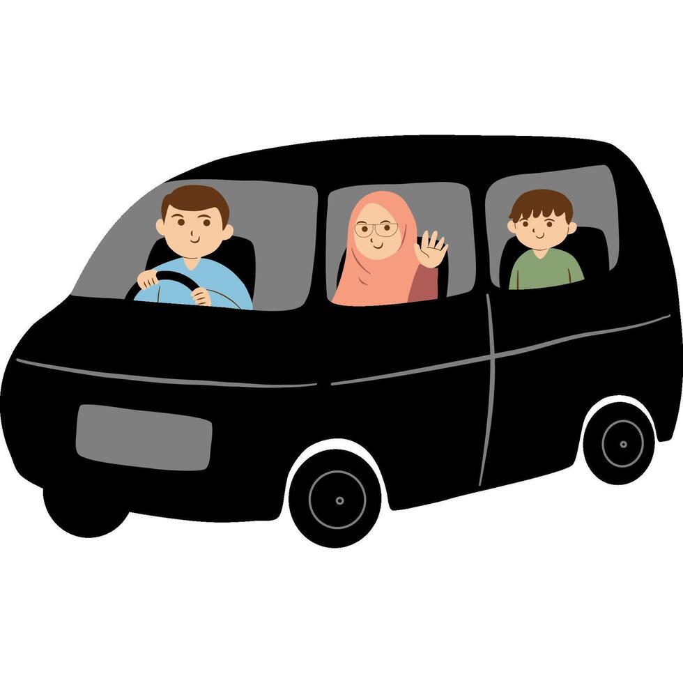 Family Road Trip for Eid Homecoming vector
