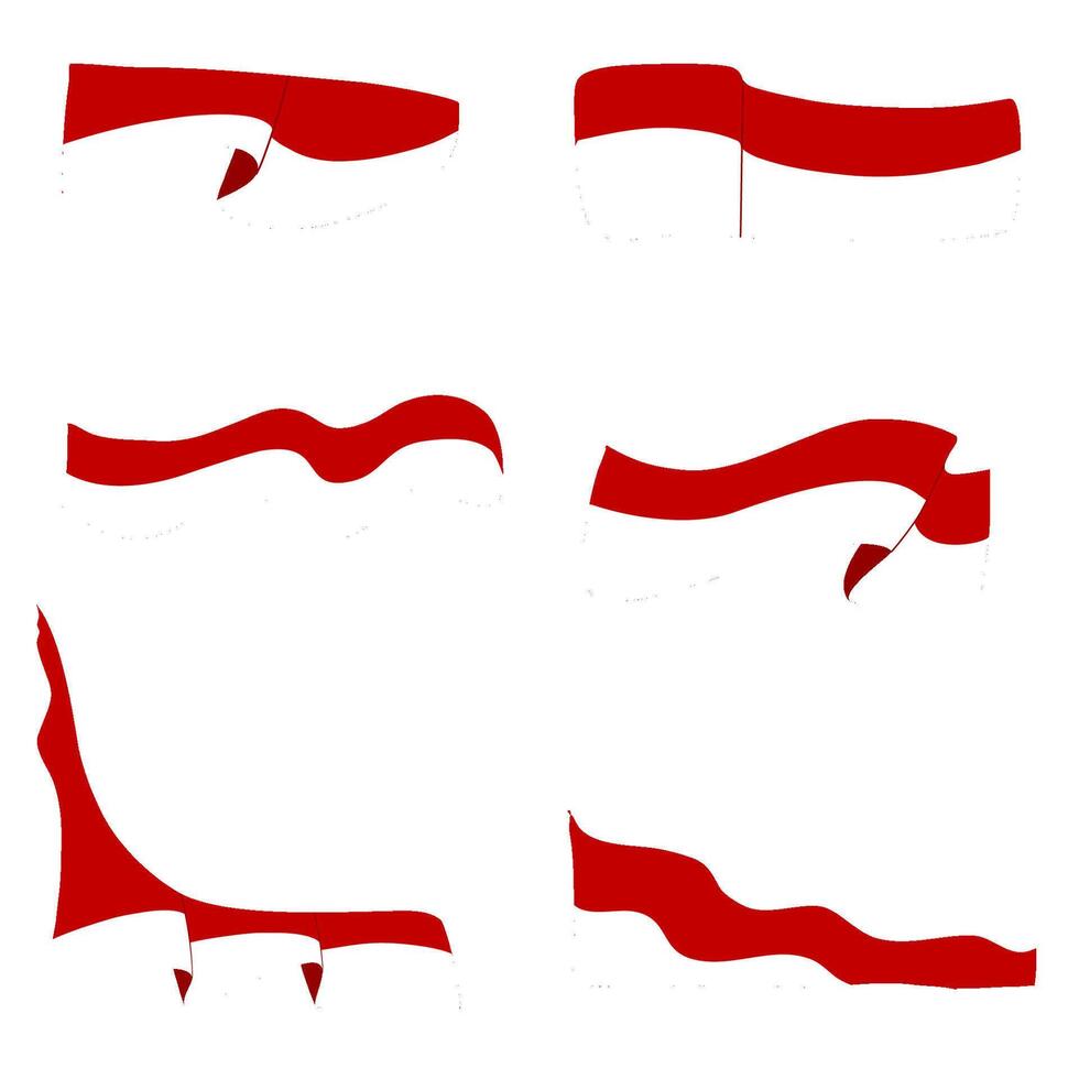 Hand Drawn Indonesian flag Set vector