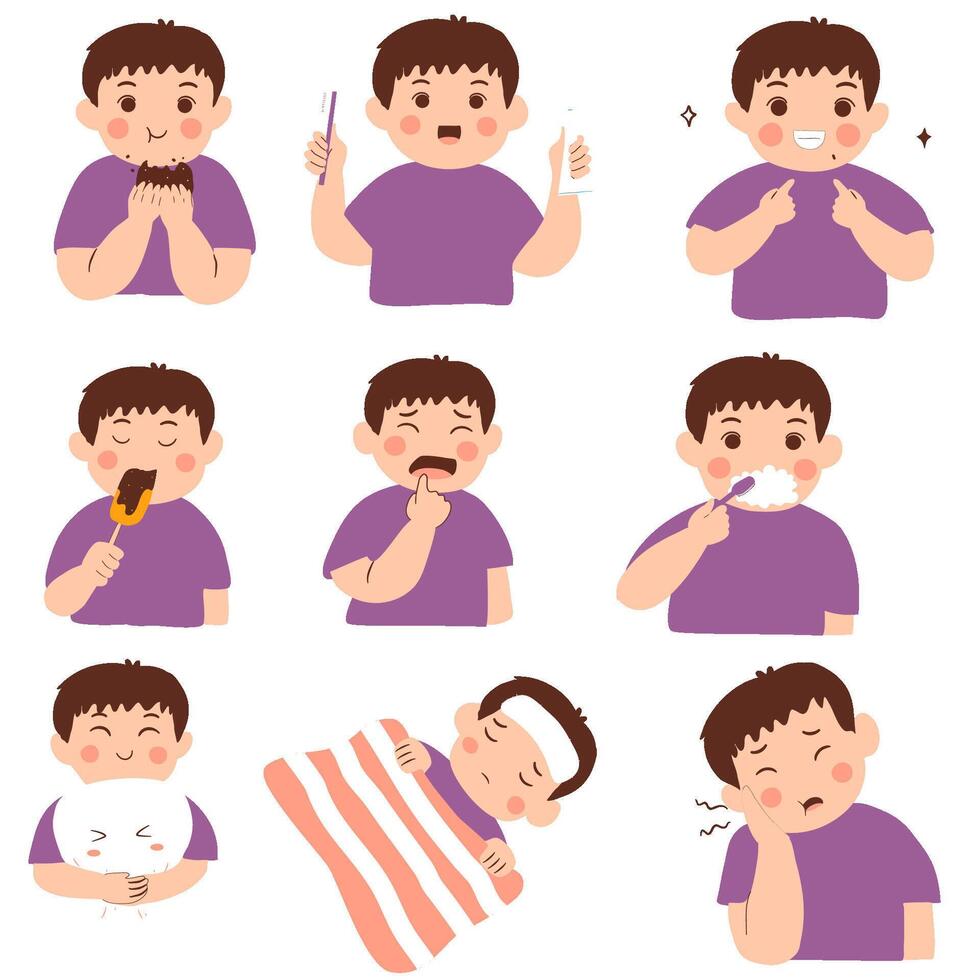 Cute healthy mouth boy cartoon character vector