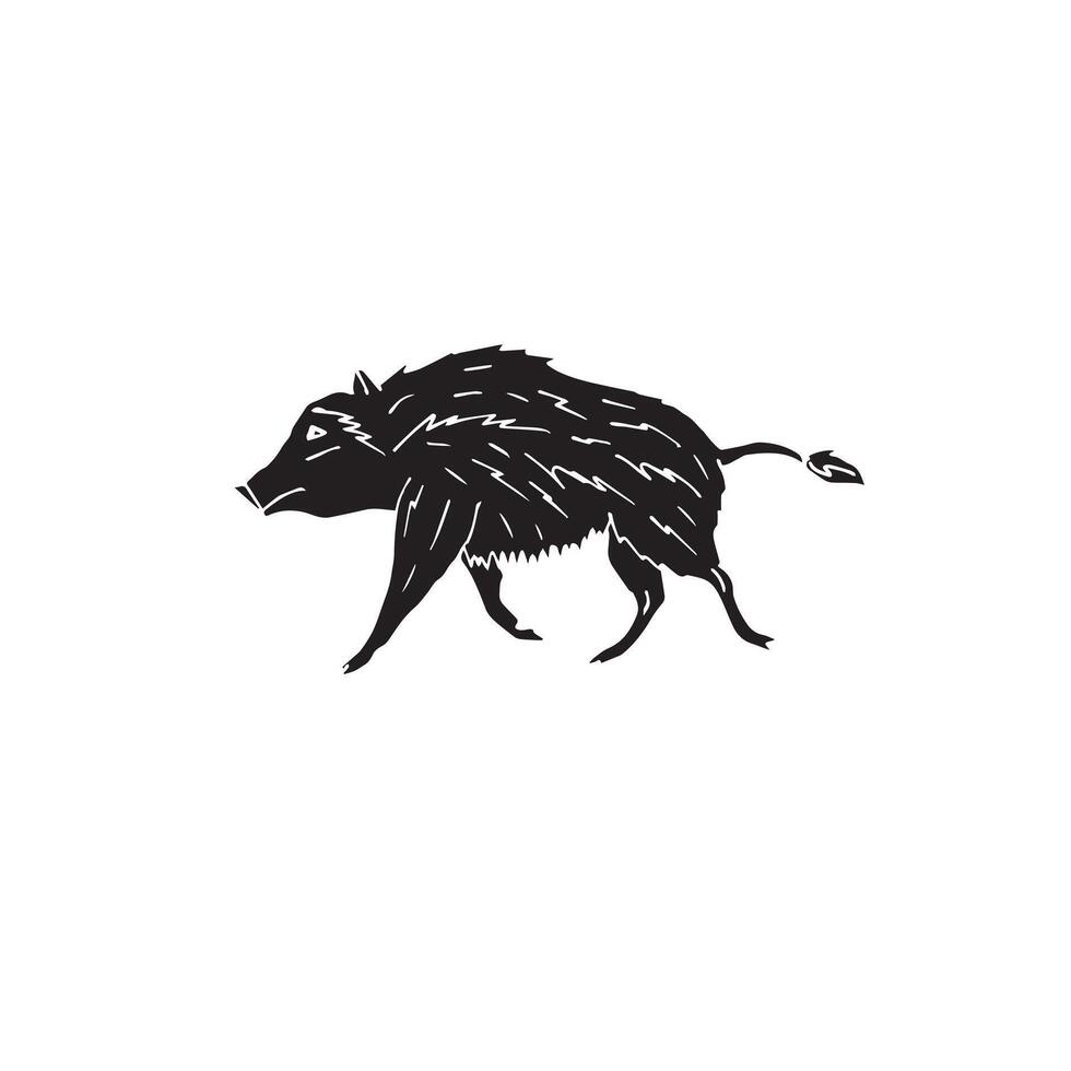 Hand drawn doodle sketch wild boar vector