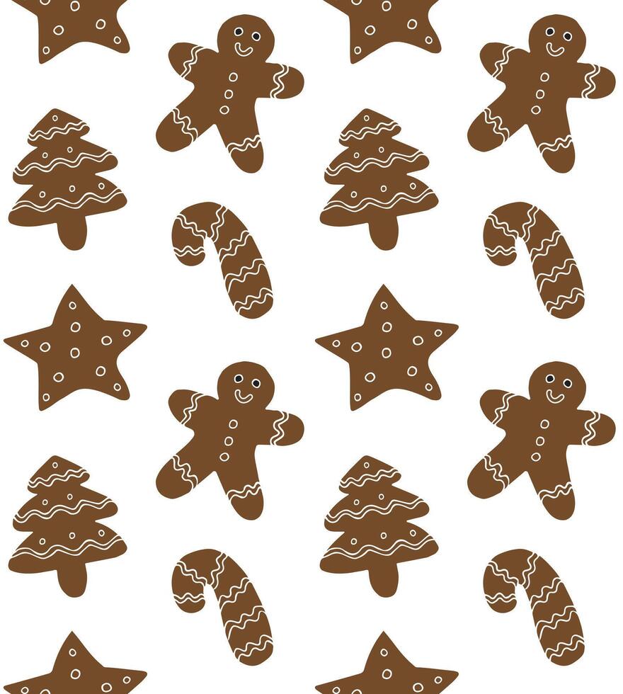 Seamless pattern of hand drawn doodle sketch ginger bread cookies isolated on white background vector