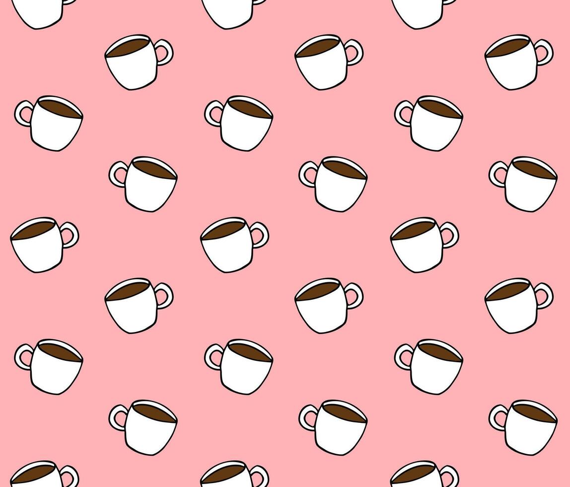 Seamless pattern of hand drawn doodle sketch coffee cup isolated vector