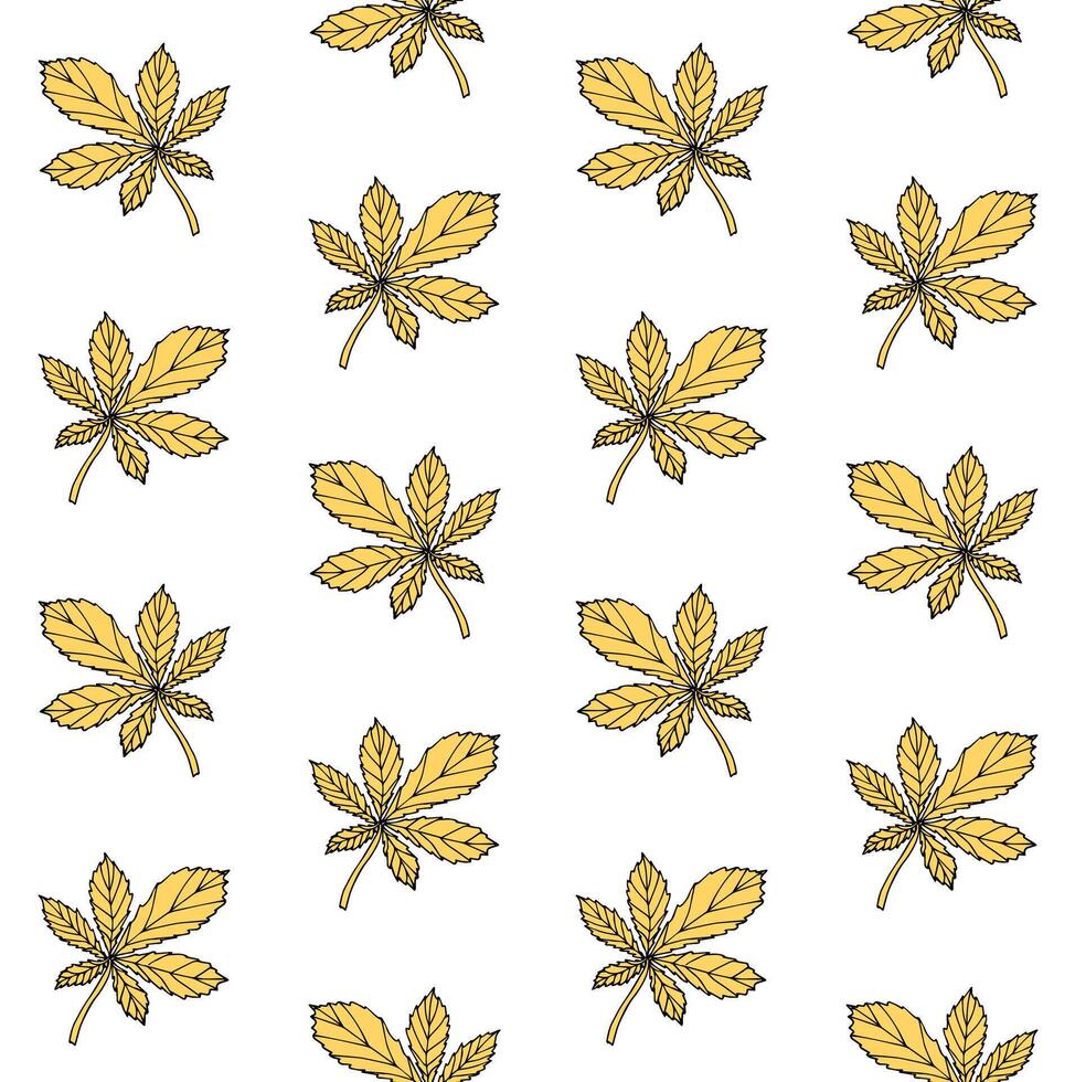 Seamless pattern of hand drawn doodle sketch chestnut leaf isolated on white background vector