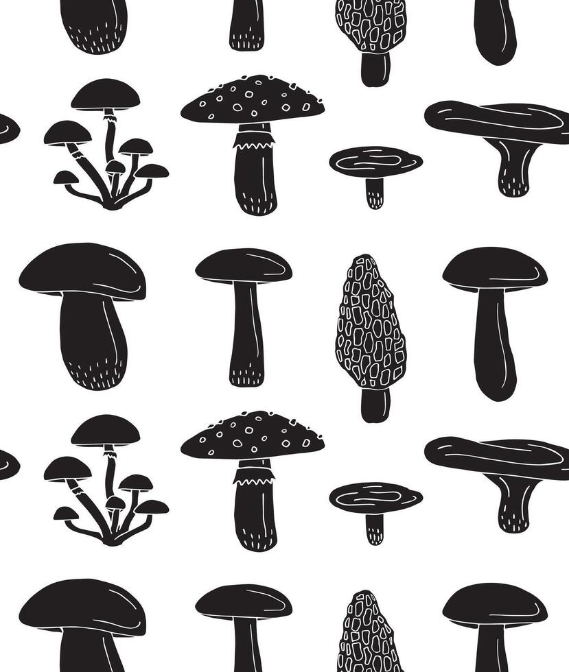 Seamless pattern of hand drawn doodle sketch mushroom isolated on white background vector
