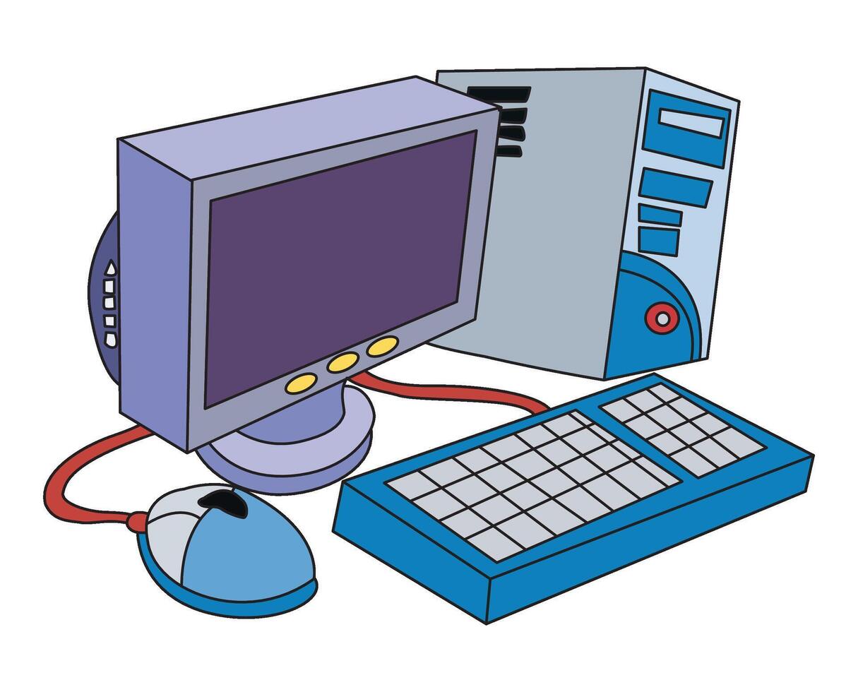 Set computer isolated on white background vector