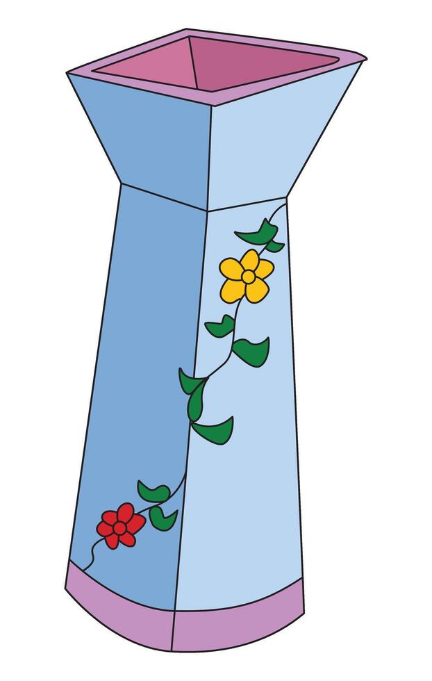 A flower vase isolated on white background vector