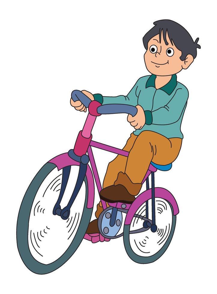 Little boy riding bicycle illustration vector