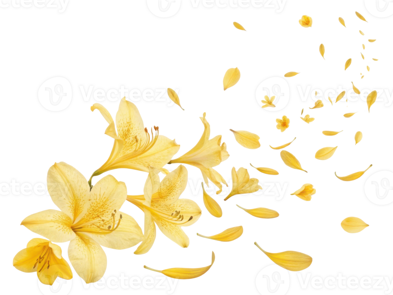 Beautiful yellow azalea flowers create stunning visual as they gracefully scatter, evoking sense of tranquility and joy png